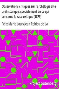 Cover of Observations critiques sur l'archélogie dite préhistorique, spécialement en ce qui concerne la race celtique (1879)