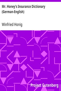 Cover of Mr. Honey's Insurance Dictionary (German-English)