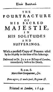 Cover of Eikon Basilike The Pourtracture of His Sacred Majestie, in His Solitudes and Sufferings