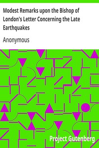 Cover of Modest Remarks upon the Bishop of London's Letter Concerning the Late Earthquakes