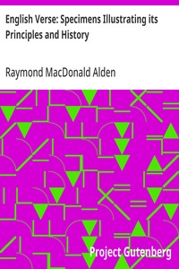 Cover of English Verse: Specimens Illustrating its Principles and History