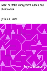 Cover of Notes on Stable Management in India and the Colonies