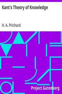 Cover of Kant's Theory of Knowledge