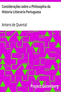 Cover of Considerações sobre a Philosophia da Historia Litteraria Portugueza (a proposito d'alguns livros recentes)
