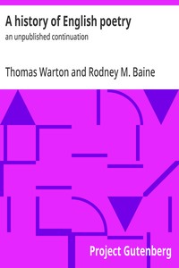 Cover of A history of English poetry : $b an unpublished continuation