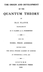 Cover of The Origin and Development of the Quantum Theory