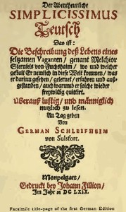 Cover of The Adventurous Simplicissimus being the description of the Life of a Strange vagabond named Melchior Sternfels von Fuchshaim