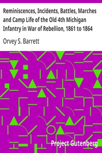 Cover of Reminiscences, Incidents, Battles, Marches and Camp Life of the Old 4th Michigan Infantry in War of Rebellion, 1861 to 1864