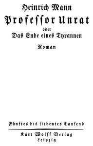 Cover of Professor Unrat, oder, Das Ende eines Tyrannen