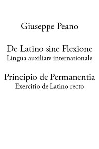 Cover of De Latino sine Flexione; Principio de Permanentia