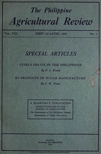 Cover of The Philippine Agricultural Review. Vol. VIII, First Quarter, 1915 No. 1