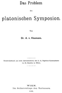 Cover of Das Problem des platonischen Symposion.
