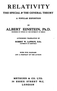Cover of Relativity: The Special & the General Theory A Popular Exposition, 3rd ed.