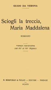 Cover of Sciogli la treccia, Maria Maddalena; romanzo