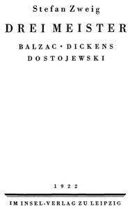 Cover of Drei Meister: Balzac, Dickens, Dostojewski