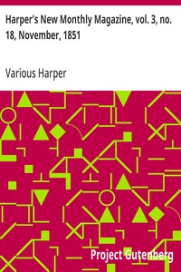 Cover of Harper's New Monthly Magazine, vol. 3, no. 18, November, 1851