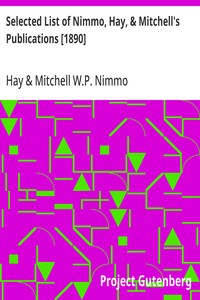 Cover of Selected List of Nimmo, Hay, & Mitchell's Publications [1890]