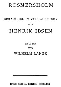 Cover of Rosmersholm: Schauspiel in vier Aufzügen