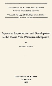 Cover of Aspects of Reproduction and Development in the Prairie Vole (Microtus ochrogaster)