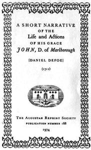 Cover of A Short Narrative of the Life and Actions of His Grace John, D. of Marlborogh