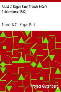 Cover of A List of Kegan Paul, Trench & Co.'s Publications (1887)