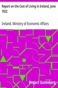 Cover of Report on the Cost of Living in Ireland, June 1922