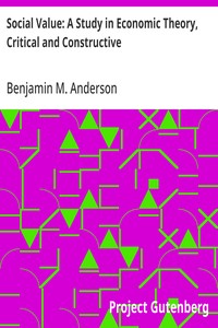 Cover of Social Value: A Study in Economic Theory, Critical and Constructive
