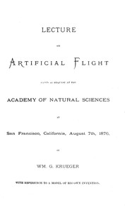 Cover of Lecture on Artificial Flight Given by request at the Academy of Natural Sciences