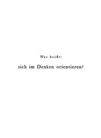 Cover of Was heißt: sich im Denken orientieren?