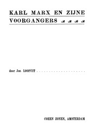 Cover of Karl Marx en zijne voorgangers