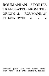 Cover of Roumanian Stories, Translated from the Original Roumanian