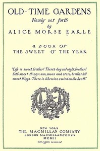 Cover of Old-Time Gardens, Newly Set Forth
