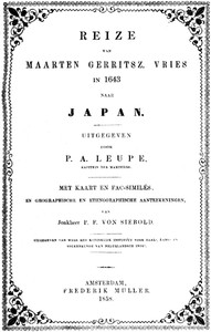 Cover of Reize van Maarten Gerritsz. Vries in 1643 naar het Noorden en Oosten van Japan volgens het journaal gehouden door C.J. Coen, op het schip Castricum