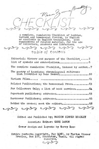 Cover of Checklist A complete, cumulative Checklist of lesbian, variant and homosexual fiction, in English or available in English translation, with supplements of related material, for the use of collectors, students and librarians.