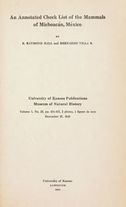 Cover of An Annotated Check List of the Mammals of Michoacán, México