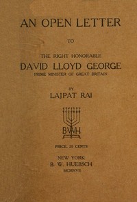 Cover of An Open Letter to the Right Honorable David Lloyd George Prime Minister of Great Britain
