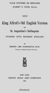 Cover of King Alfred's Old English Version of St. Augustine's Soliloquies Turned into Modern English