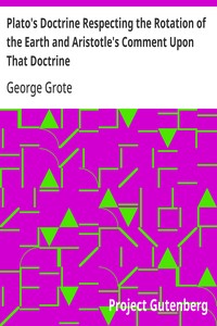 Cover of Plato's Doctrine Respecting the Rotation of the Earth and Aristotle's Comment Upon That Doctrine