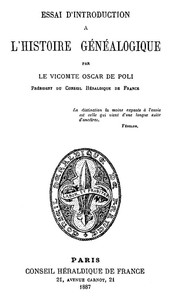 Cover of Essai d'Introduction à l'Histoire Généalogique