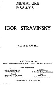 Cover of Miniature essays: Igor Stravinsky