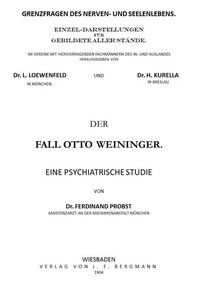 Cover of Der Fall Otto Weininger: Eine psychiatrische Studie