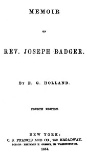 Cover of Memoir of Rev. Joseph Badger Fourth Edition