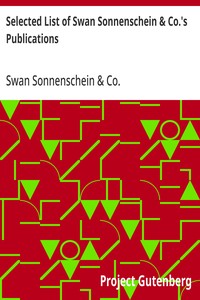 Cover of Selected List of Swan Sonnenschein & Co.'s Publications