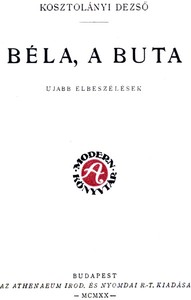 Cover of Béla, a buta