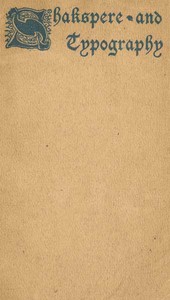 Cover of Shakspere & Typography