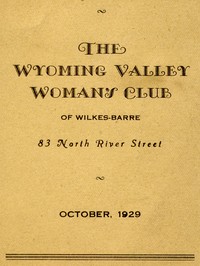 Cover of Program for October 1929: The Wyoming Valley Woman's Club of Wilkes-Barre