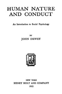 Cover of Human Nature and Conduct: An introduction to social psychology