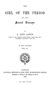 Cover of The Girl of the Period, and Other Social Essays, Vol. 2 (of 2)