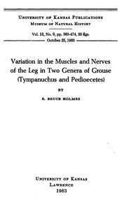 Cover of Variation in the Muscles and Nerves of the Leg in Two Genera of Grouse (Tympanuchus and Pedioecetes)