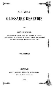 Cover of Nouveau Glossaire Genevois, tome 1/2